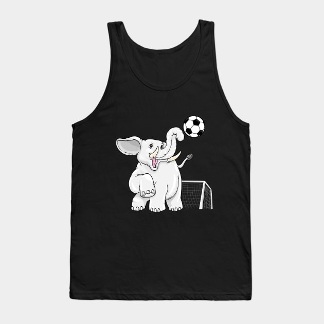 Elephant as soccer player with soccer ball Tank Top by Markus Schnabel